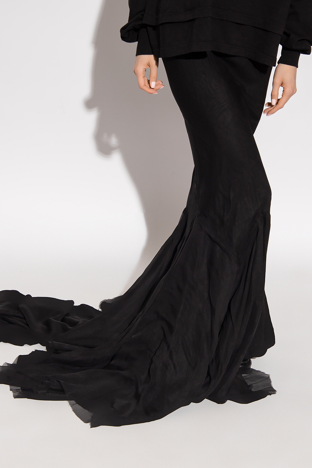 【Rick Owens】サテン maxiスカート RICK OWENS Edfu ruffled asymmetric draped satin maxi skirt